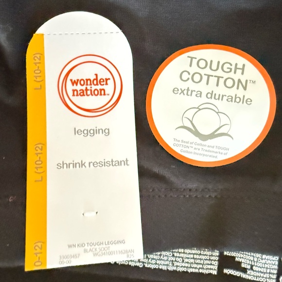 Wonder Nation Girls' Kid Tough Leggings Black Soot NWT - Picture 2 of 3